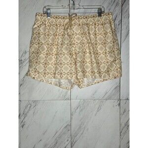 ASOS Men Cream Tan Geometric Tile Print Swim Shorts Trunks Size XL